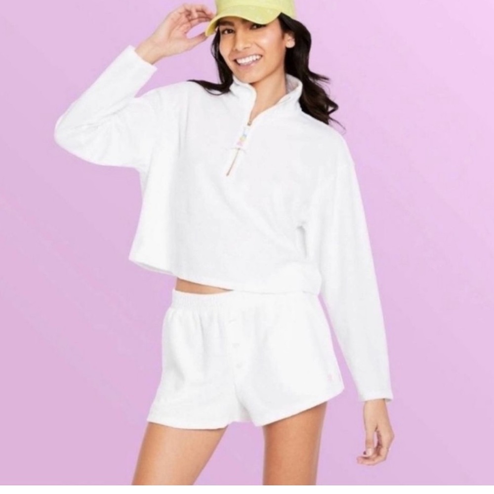 Stoney Clover x Target White Terry Crop Pullover & Short Set
